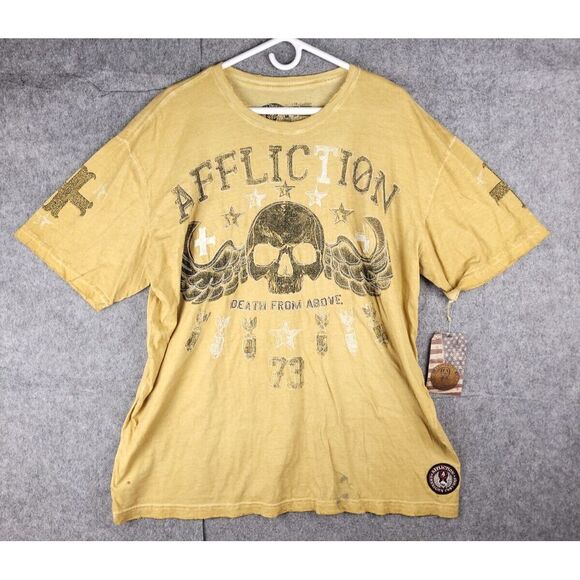 Affliction Other - Affliction T Shirt Men's 3XL Skull Death from Above Bombs Embroidered *** NWT